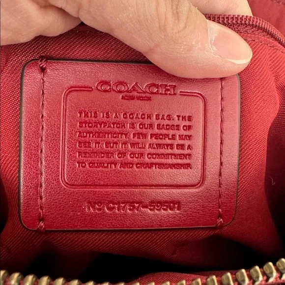 COACH CHAIN PRAIRIE SATCHEL BAG PEBBLED LEATHER - BURGUNDY/CHERRY RED - Picture 6 of 12